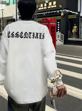 ESSENTLAIS FOGESS2025长袖T恤男女春秋梵文印花美式高街洛杉矶