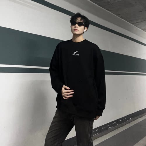 welldone波浪字母圆领卫衣男女潮