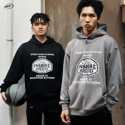 NICEID NICE 破碎篮板运动连帽卫衣毛圈男女春秋休闲宽松套头