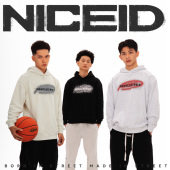 NICEID NICE虚幻LOGO运动卫衣毛圈男女春秋休闲宽松连帽圆领套头