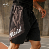 皱感拼接速干实战训练运动宽松透气四分 篮球短裤 NICEID NICE美式