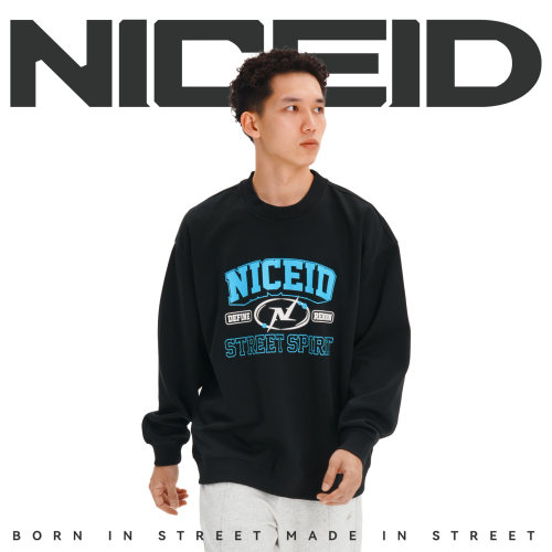 NICEID NICE 字母篮球运动长袖棉打底衫印花男女春秋宽松投篮服