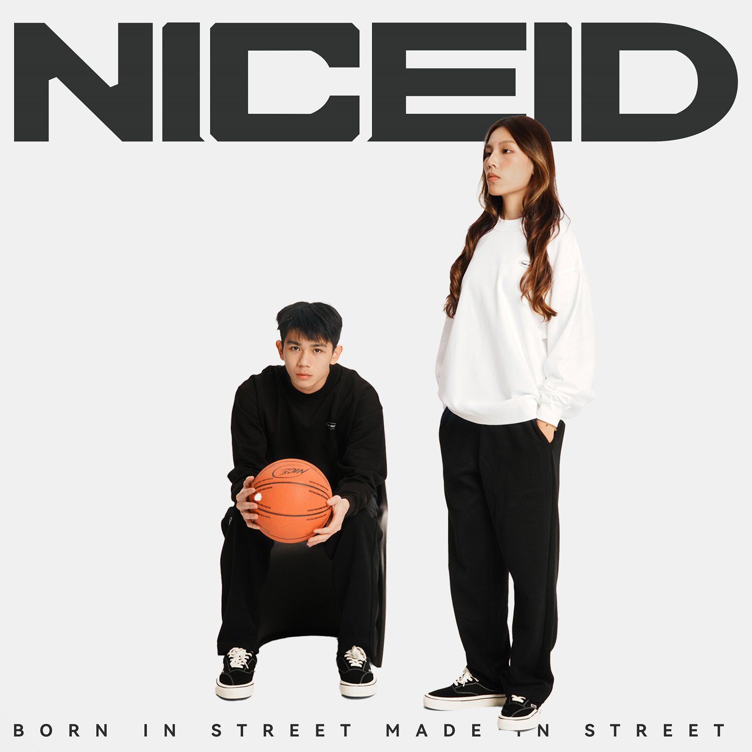 NICEID NICE 字母篮球运动长袖棉打底衫印花男女春秋宽松投篮服