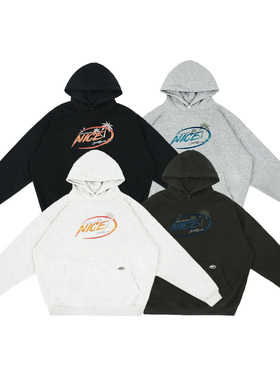 NICEID NICE落日海浪运动卫衣男女春秋薄款休闲宽松连帽圆领套头