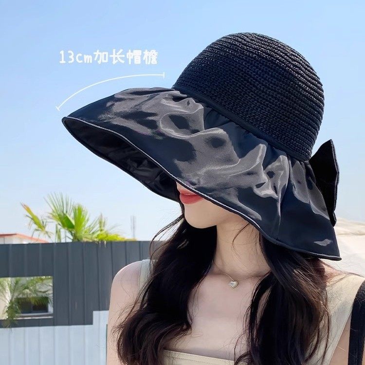 帽子女2025新款冬黑胶防紫外线防晒遮阳帽大帽檐遮脸可折叠