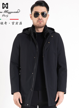 玛路男装/MAURO秋冬可脱帽内胆水貂中长尼克服耐/磨抗皱MJ467001