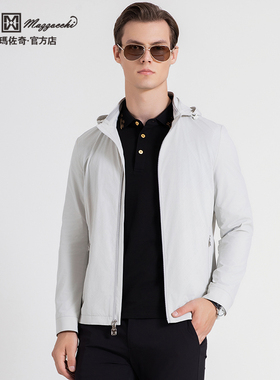 玛路男装/MAURO春夏顺滑透气简洁休闲立领可脱帽茄克外套ML162005