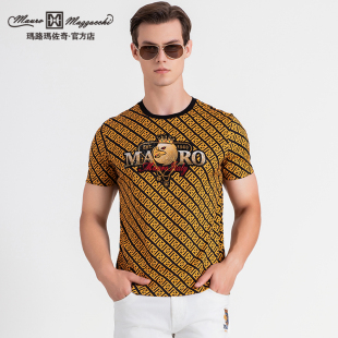 印花烫钻圆领短袖 时尚 T恤ML237303 MAURO春夏柔软透气 玛路男装
