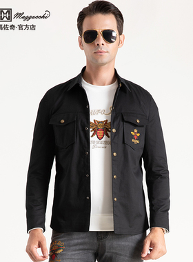 玛路男装/MAURO春夏棉混纺透气亲肤/休闲时尚翻领茄克MK162305