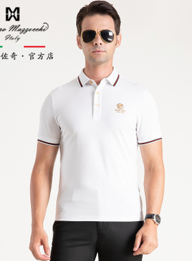 玛路男装/MAURO春夏柔软轻薄透气/精致绣花短袖翻领体恤MK235308