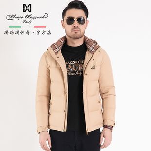 玛路男装/MAURO秋冬锦纶面料内里充绒连帽羽绒服轻便保暖MJ466009