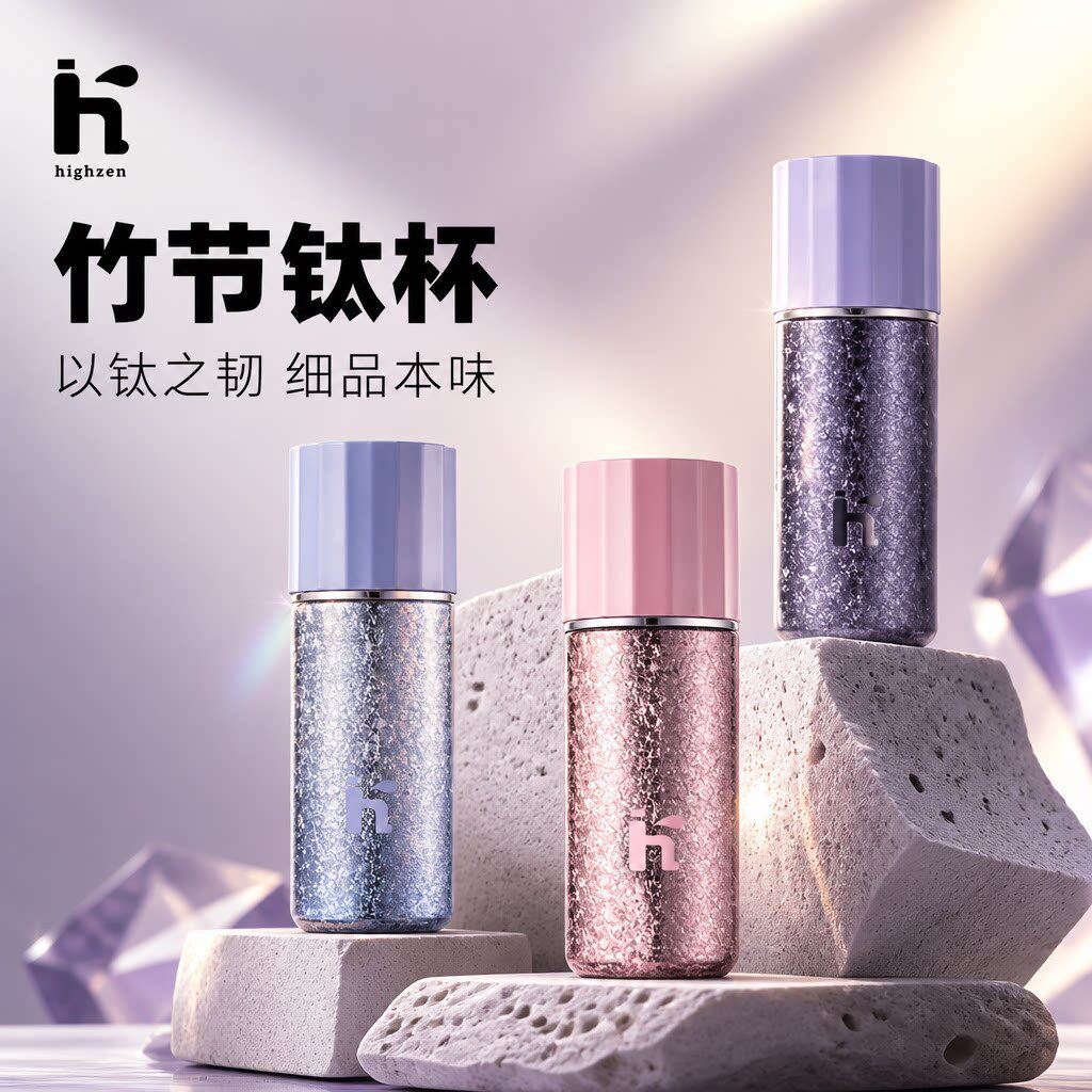 竹节钛杯纯钛保温杯轻量化户外便携防漏水男女通用高颜值保温杯