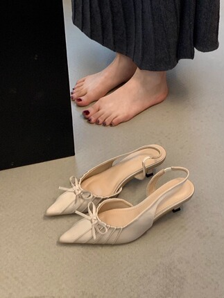 Jiji Studios Pointed Pleated Half-Heel Shoes for Women, 2026 New Style Stiletto Heel Evening Shoes for Elegant Ladies