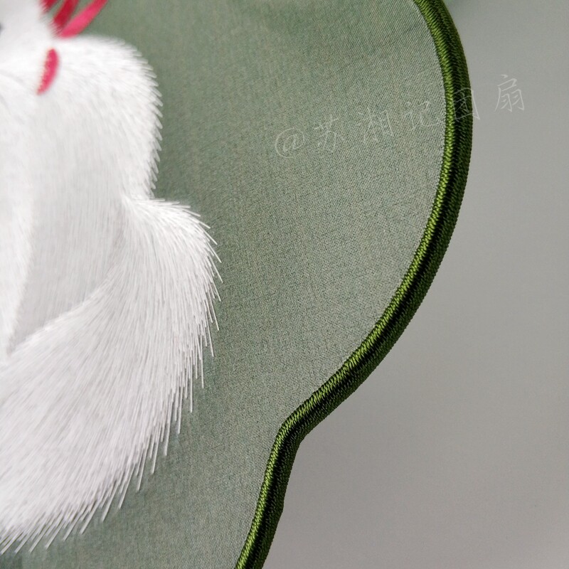 SU XIANGJI 팬 술 공예 선물 장식 보라색 백단 팬 핸들 페르시아 고양이와 실크 양면 자수를 사용자 정의