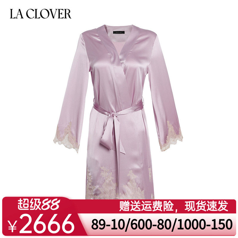 兰卡文挚爱西西里系列桑蚕丝短睡袍晨袍女大红色婚礼红品LC48WA1
