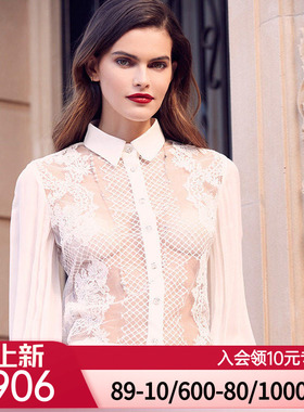 LACLOVER兰卡文桑蚕丝蕾丝衬衫透视外搭性感LC81SD1
