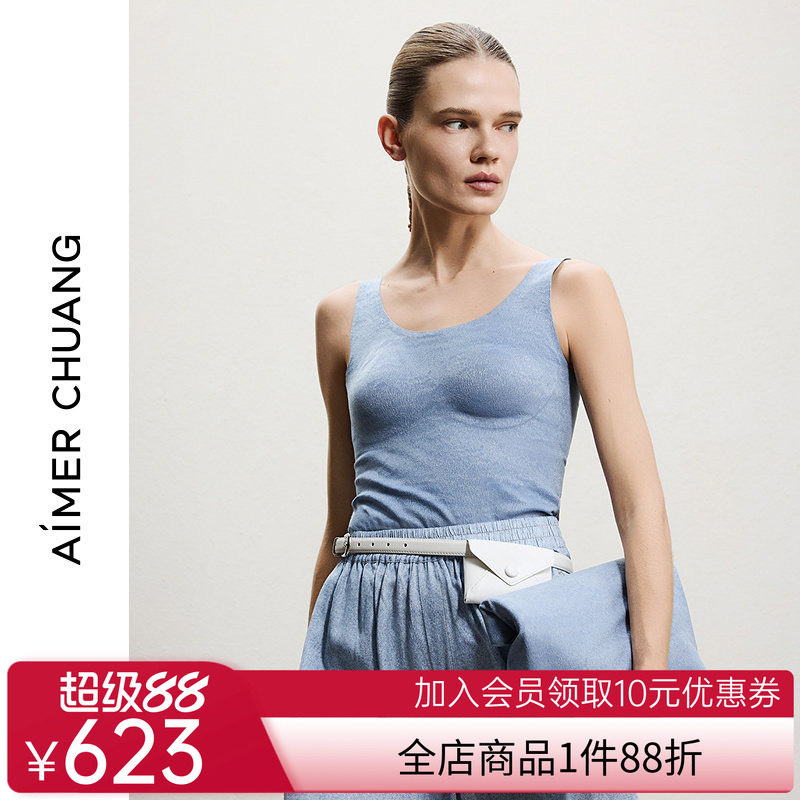 AIMER CHUANG春夏女士软托乳贴带胸垫打底背心上衣CA722201