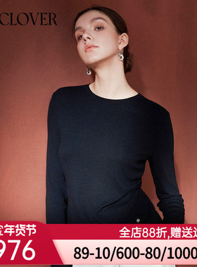 【25秋冬】兰卡文(LA CLOVER)罗纹长袖T恤上衣女真我时刻CC72AAH2