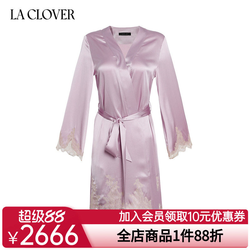 兰卡文挚爱西西里系列桑蚕丝短睡袍晨袍女大红色婚礼红品LC48WA1