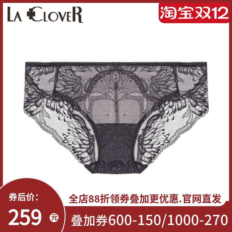 La Clover凝露心语系列蕾丝薄款女中腰平角裤LC23WK1