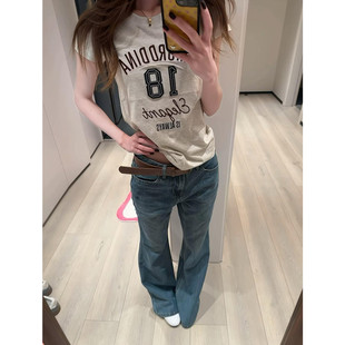美式复古辣妹刺绣字母短袖T恤女夏季修身显瘦收腰设计感百搭上衣