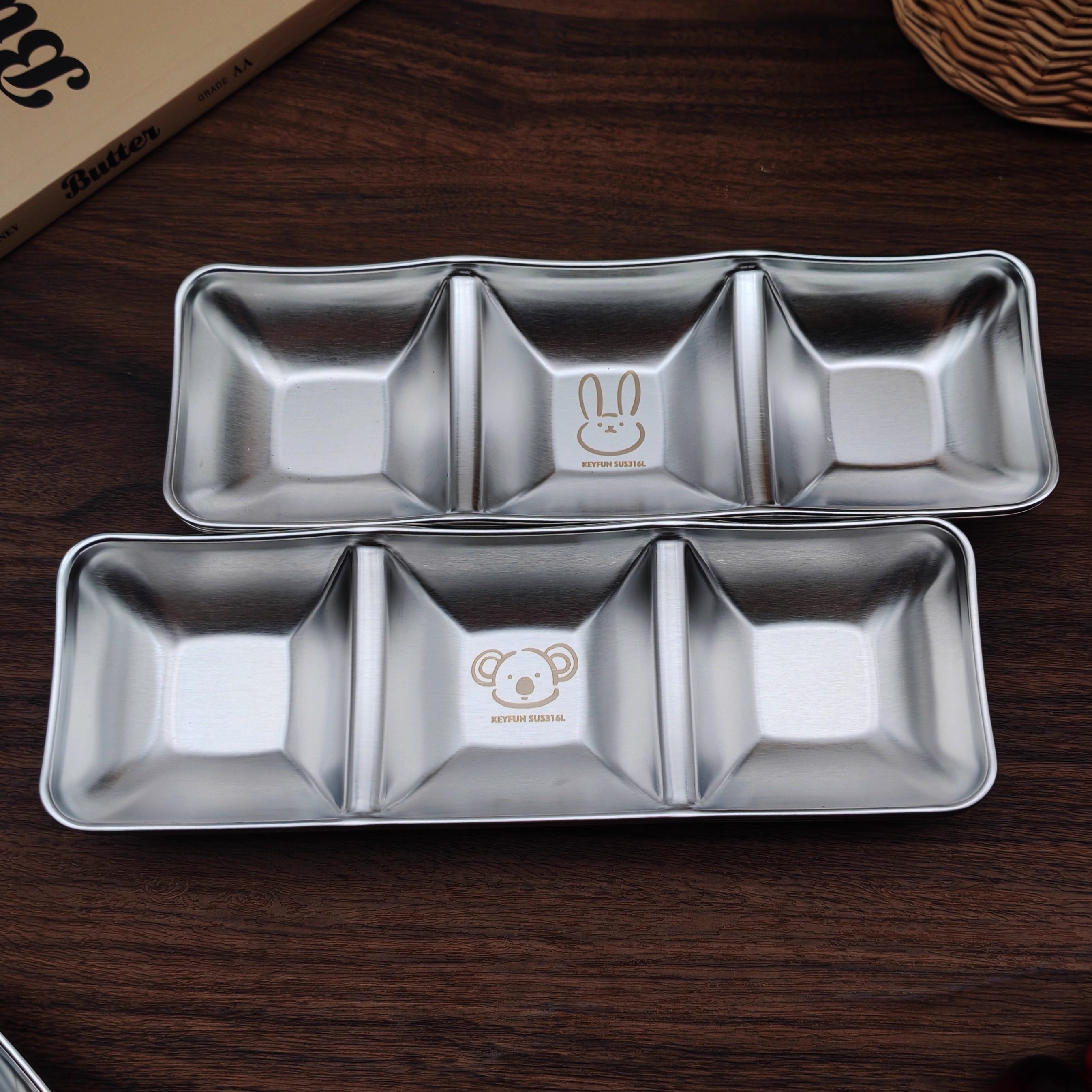 调料碟烤肉蘸料碟子316L锈钢味碟酱料碟两格三格小菜小吃碟醋碟