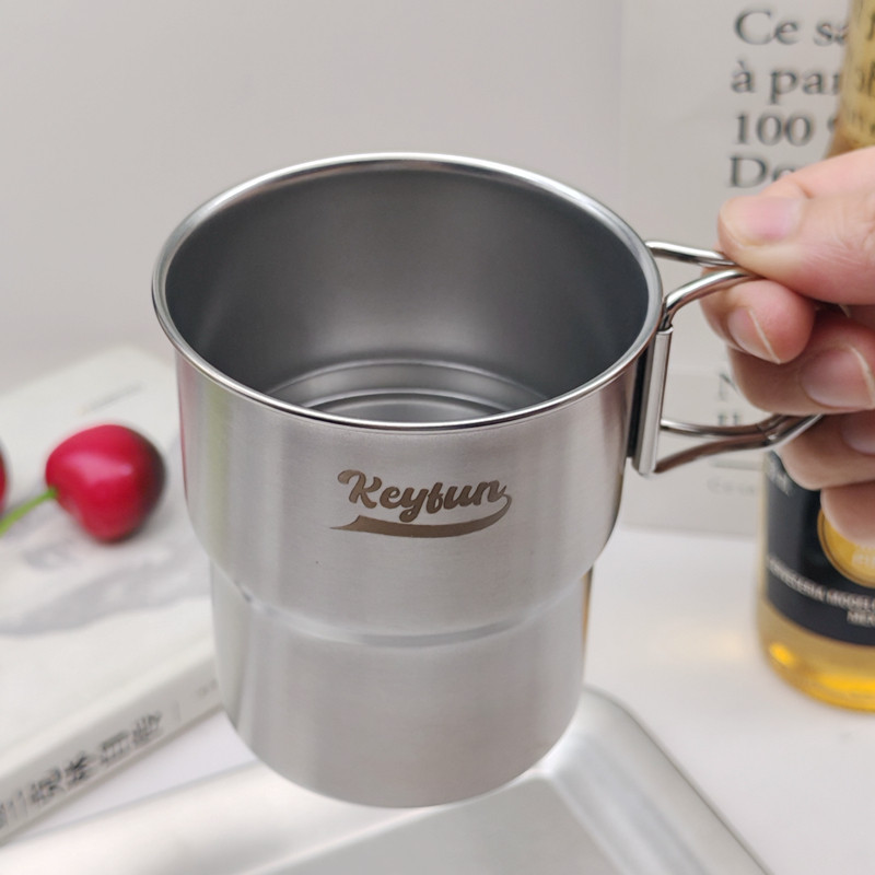 户外水杯泡茶杯美式咖啡杯子316L不锈钢便携式露营轻量复古马克杯