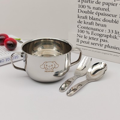 双耳碗316不锈钢宝宝辅食碗