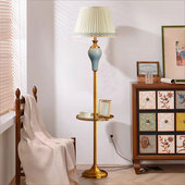 简约茶几落地灯客厅中式 复古高级感温馨卧室床头柜台灯一体氛围灯