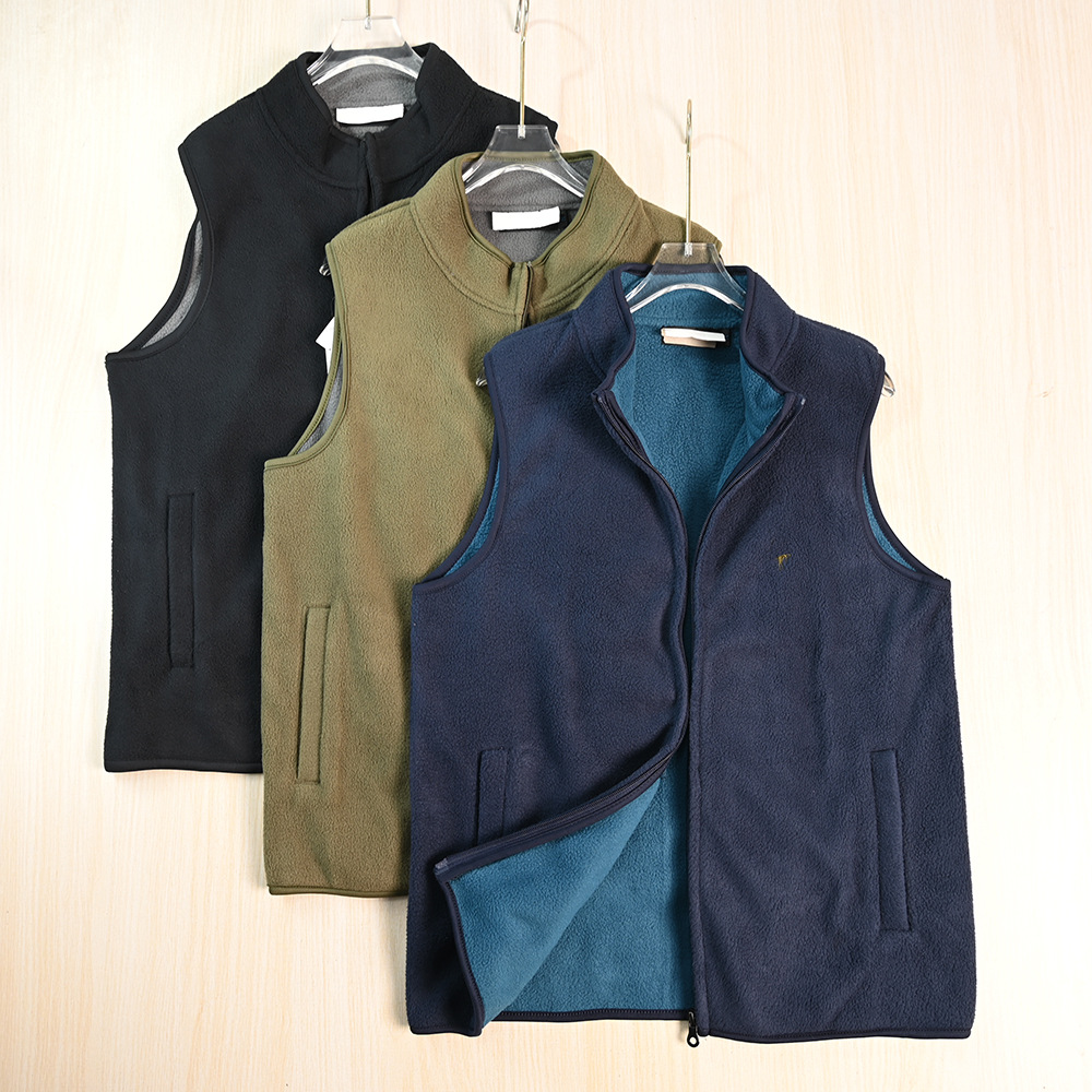 男装好货 2511/17 精致刺绣摇粒绒立领拉链保暖无袖绒马夹