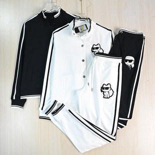 思琪女装263/12 美系K尔休闲运动撞色织带立领卫衣卫裤套装