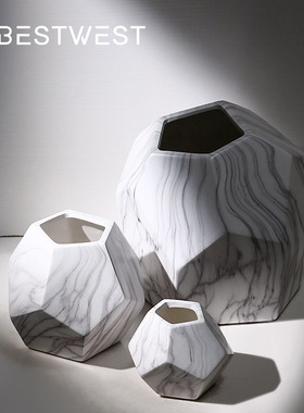 陶瓷北欧大理石纹抽象几何风花瓶