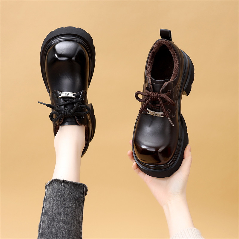 英伦风厚底乐福鞋女2026春季新款系带圆头增高显瘦洋气百搭小皮鞋,女鞋,深口单鞋,淘宝优惠券,粉丝福利购,淘宝优惠卷