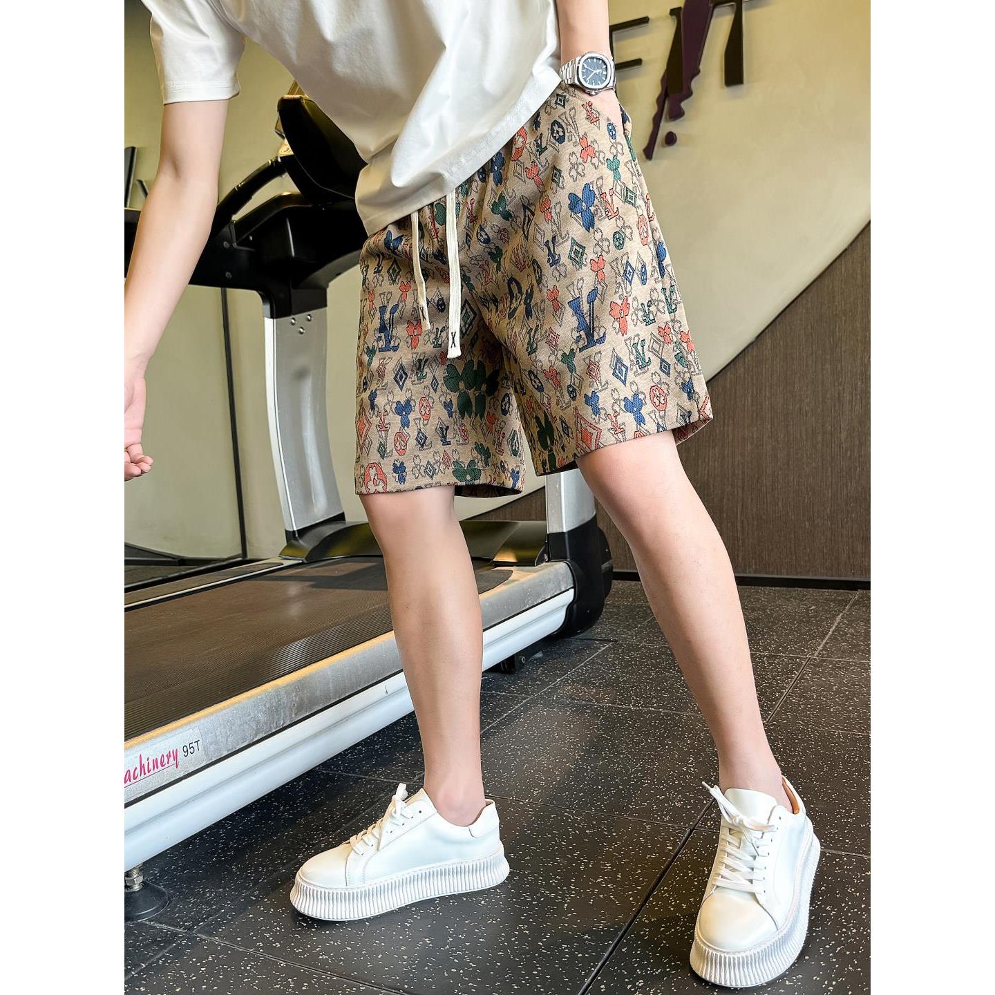 欧货潮牌沙滩裤男花色短裤休闲宽