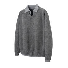 Stay the Night 假两件V领羊绒polo氛围感老钱毛衣男款韩系百搭