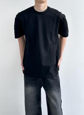 HMN Studio美式复古300g重磅纯色短袖t恤男宽松简约cleanfit打底