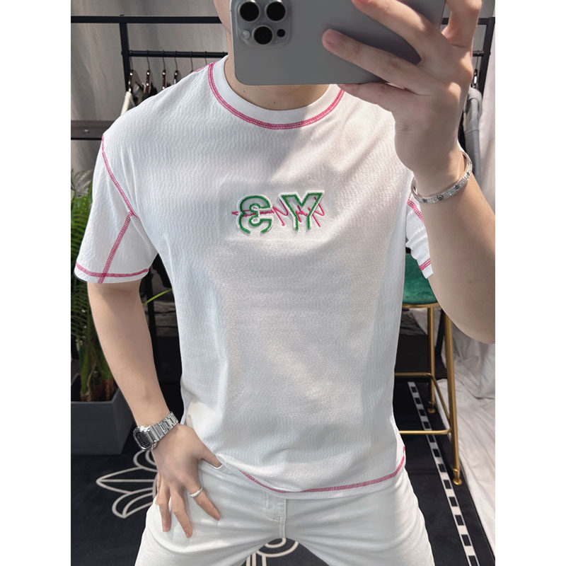 潮牌设计感拼接短袖男士2026夏季