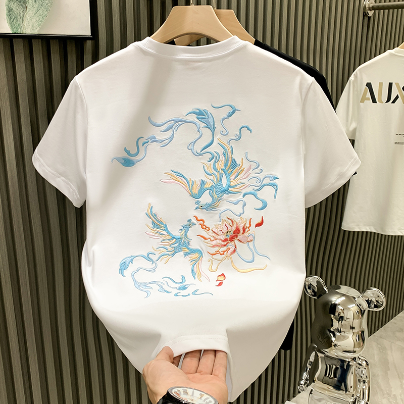 欧洲站时尚潮牌2025年夏季新款国潮风短袖t恤男圆领半袖青年体恤