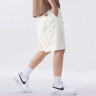 高级感美式潮牌休闲短裤男夏季薄款透气运动简约宽松五分工装裤