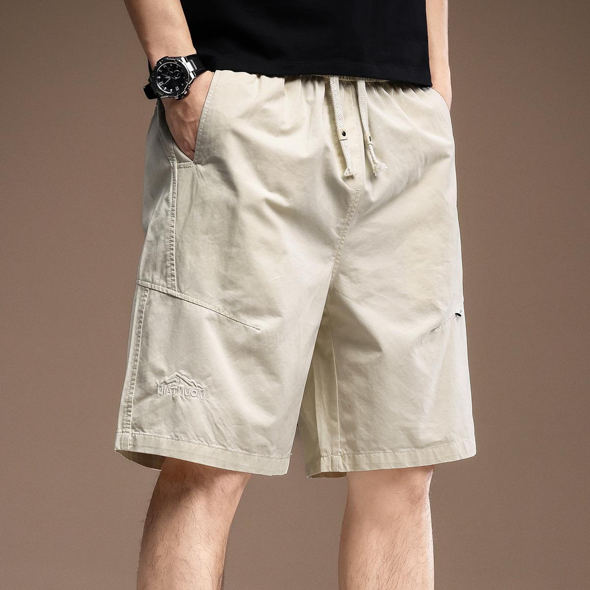 大码工装裤子薄款运动直筒五分裤