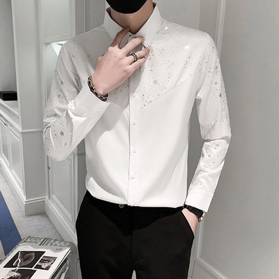 潮牌男士长袖衬衫春秋季设计感小