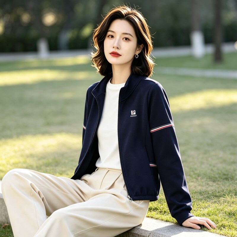啄木鸟秋季女立领拉链短款卫衣