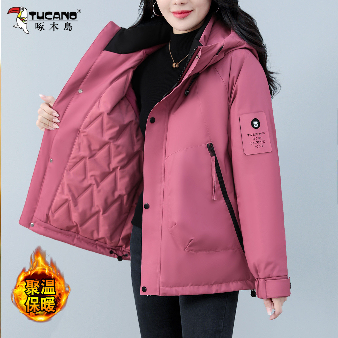 啄木鸟羽绒棉服女士冬季2025新款加厚中年妈妈棉衣冲锋衣保暖外套