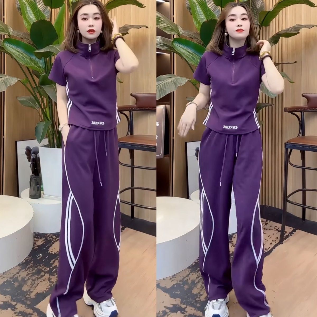 休闲运动服套装女夏季2026新款百搭洋气时尚短袖减龄显瘦两件套潮