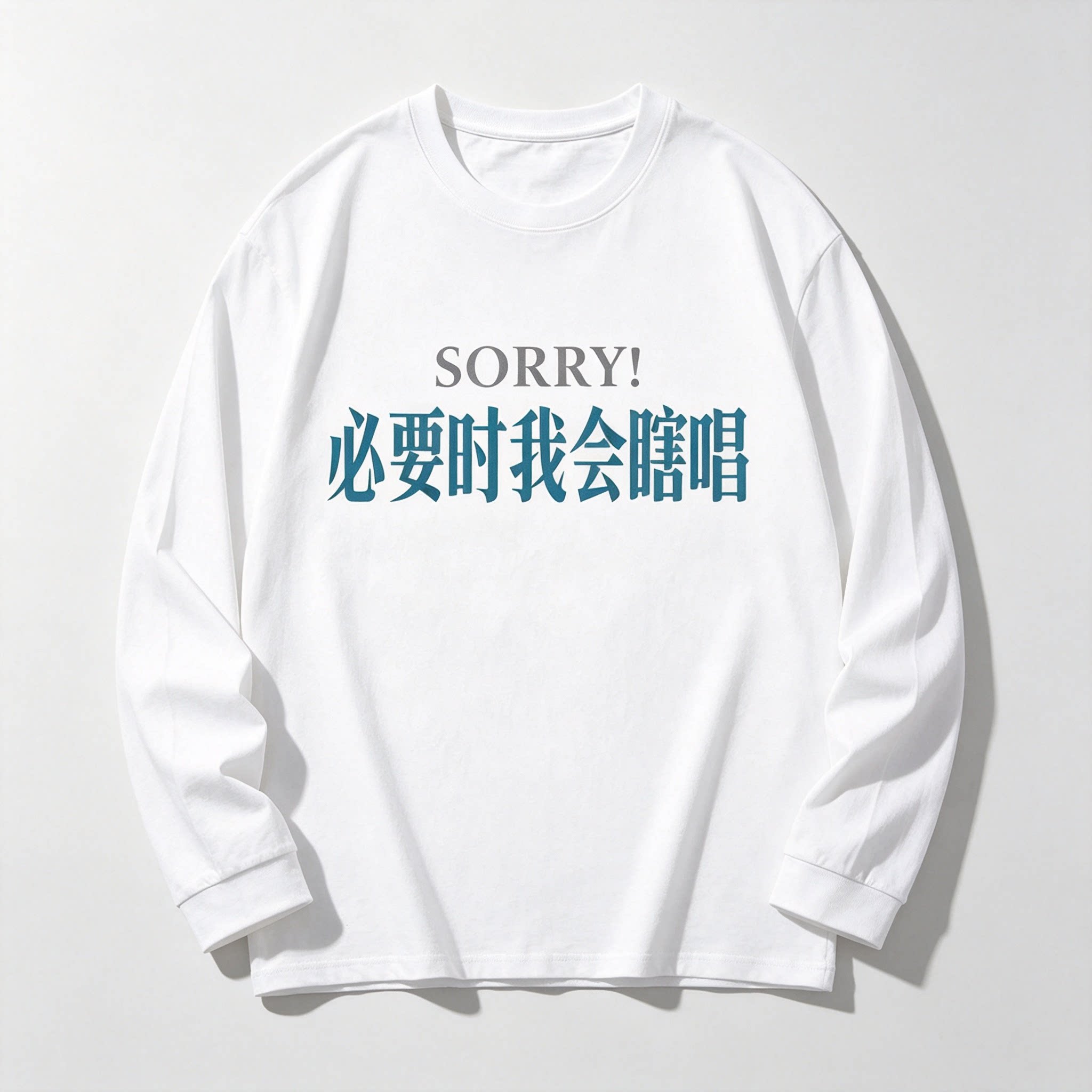 SORRY必要时我会瞎唱趣味文字长袖T恤男女宽松搞笑梗印花纯棉内搭