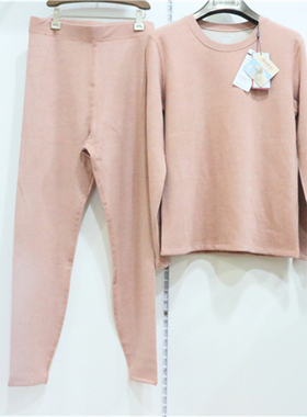 绅门83112羊毛羽毛发热纤维磨毛加厚女士保暖内衣套装养护防寒冬