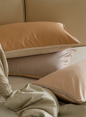 简约风100S全棉长绒棉枕头套宽边单人枕套单只装枕芯罩一对拍2个