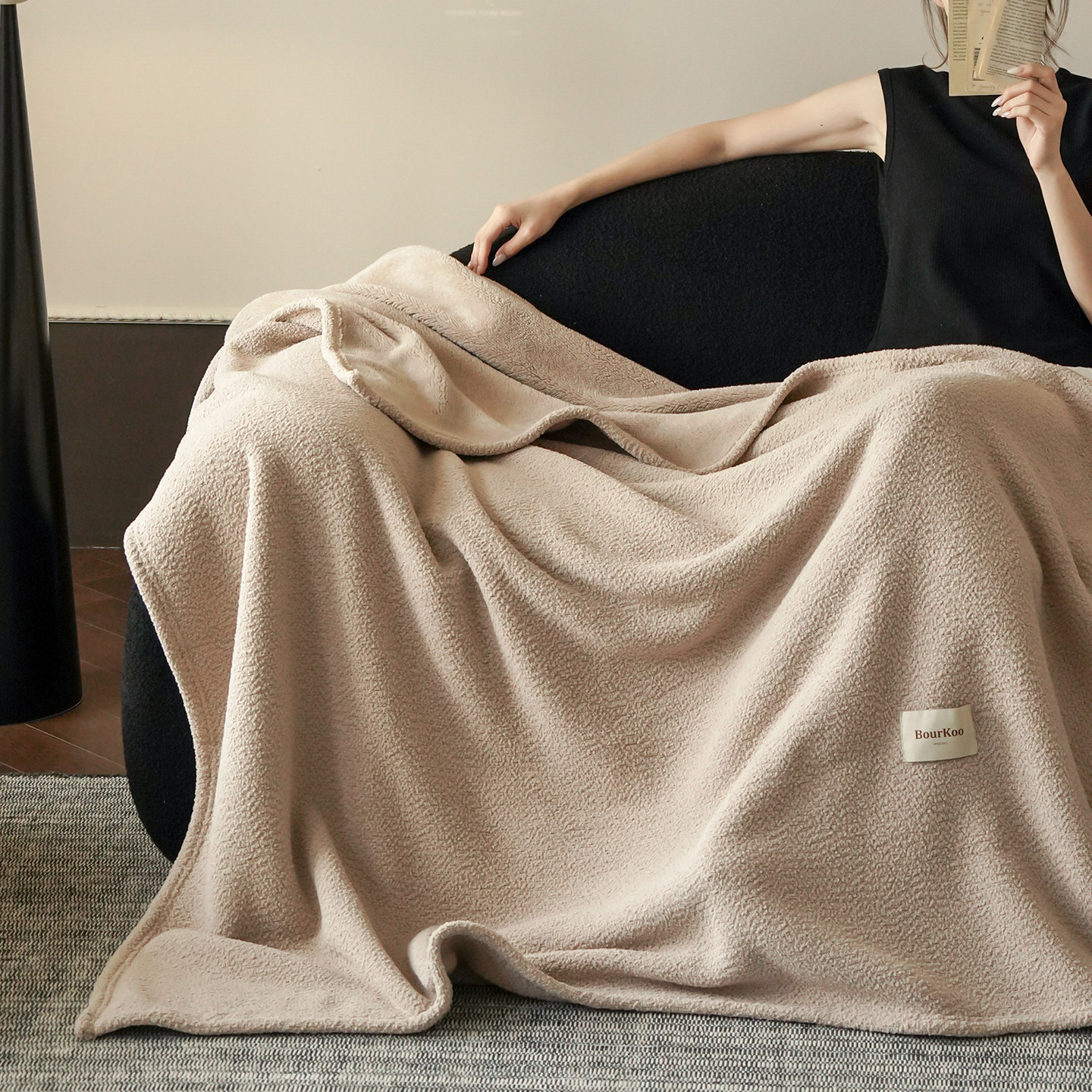 简约轻奢感~秋冬加厚双面绒毛毯纯色多功能毯子保暖休闲沙发盖毯,床上用品,休闲毯/毛毯/绒毯,淘宝优惠券,粉丝福利购,淘宝优惠卷