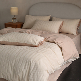 秋冬100S全棉长绒棉磨毛四件套高级感大提花被套床单纯棉床笠床品