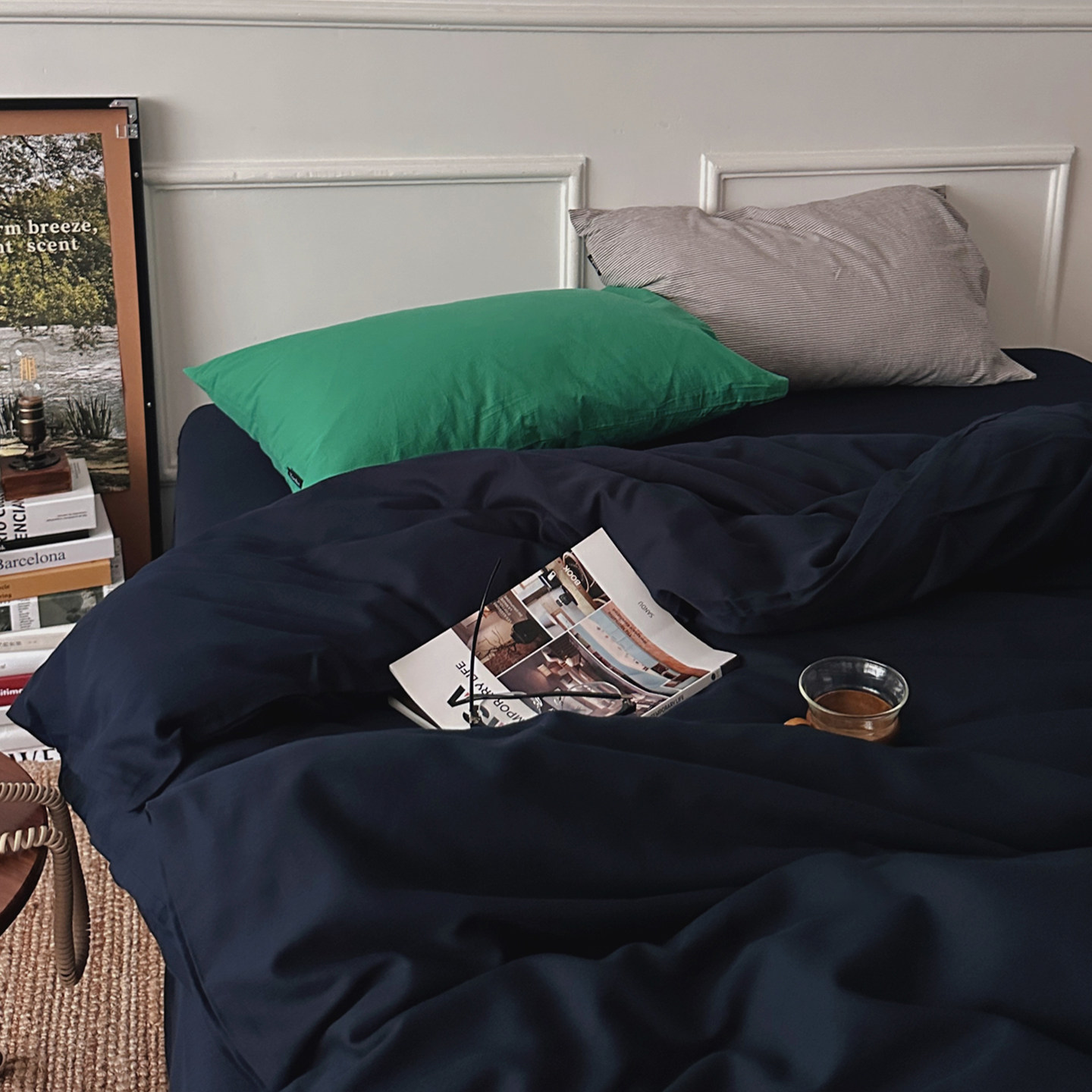 少年与树~ins风水洗棉四件套纯色被套床笠款纯棉床单男生春季床品